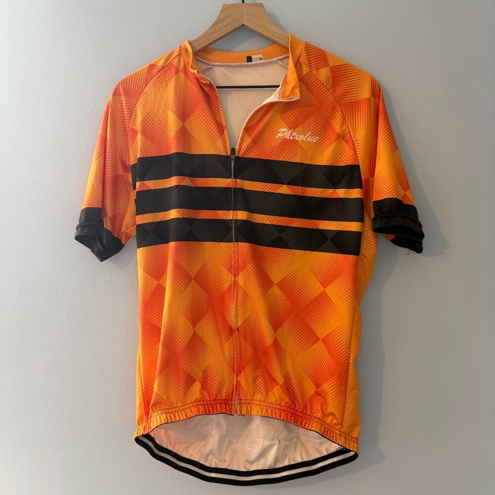 PHTXOLUE Men’s XL Cycling Jersey | Orange & Black | Rear Pockets | Full Zip